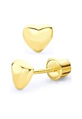 terrific gold polished heart stud earrings for kids